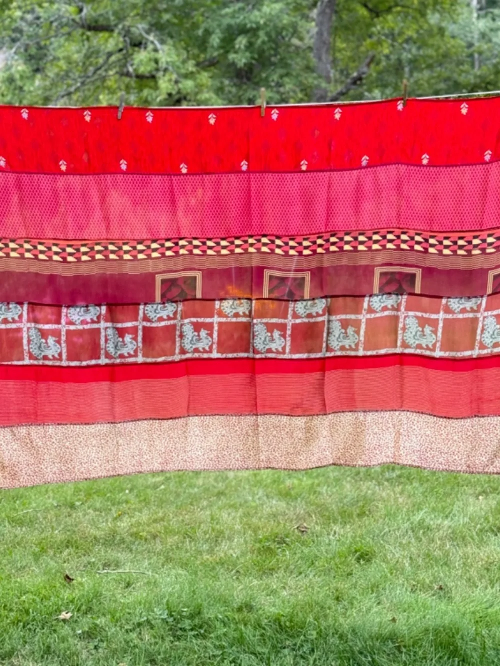 New wTag Mexicali Blues Recycled Sari Silk Curtain Room Divider Doorway Panel